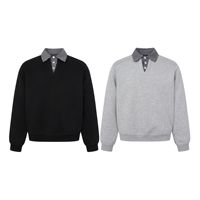 Sweat-shirts d'hiver épais 420g pour hommes, style urbain, effet deux-pièces, coupe décontractée, anti-plis, col à revers à carreaux, hauts décontractés