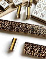 Magnifique ensemble de mahjong pliable de luxe à imprimé léopard, fabriqué en acrylique 4 couches, idéal pour le jeu en intérieur et les cadeaux