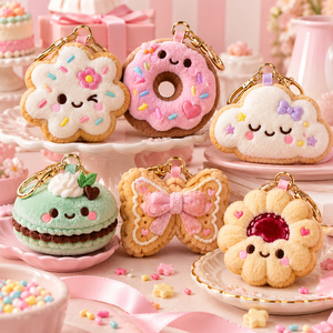 Llavero de Peluche Personalizado con Forma de Galleta, Adorables Dijes de Postre, Etiqueta Privada, Recuerdos para Fiestas de Cumpleaños y Despedidas de Soltera - Product Image 1