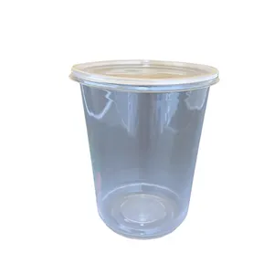 Özelleştirilebilir tek kullanımlık plastik şeffaf ambalaj kase 1000ml 32oz PP yuvarlak paket servis kutusu çorba kapaklı kase 116*70*145mm