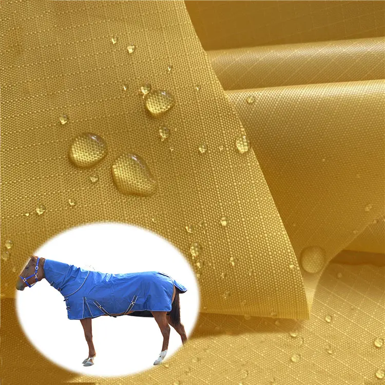 Tissu polyester ripstop 600d imperméable avec support imperméable, tissu enduit PU respirant pour cheval, couvertures, tapis, tissu