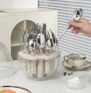 Hot Seller Stocked 24 Piece <strong>Cutlery</strong> <strong>Holder</strong> Gold Silver Knife Fork Spoons Set <strong>Egg</strong> <strong>Shape</strong> <strong>Cutlery</strong> Set Stainless Steel for Party - Product Image 4