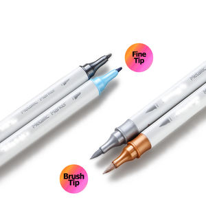 Hot Selling DIY Glass Photo Album Usage 24 Dual Tip Metallic <b>Color</b> Permanent Painting Marker - Product Image 1