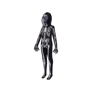Combinaison squelette phosphorescente pour Halloween, texture soie imprimée, costume de mascarade ajusté, unisexe pour adultes et enfants - Product Image 3