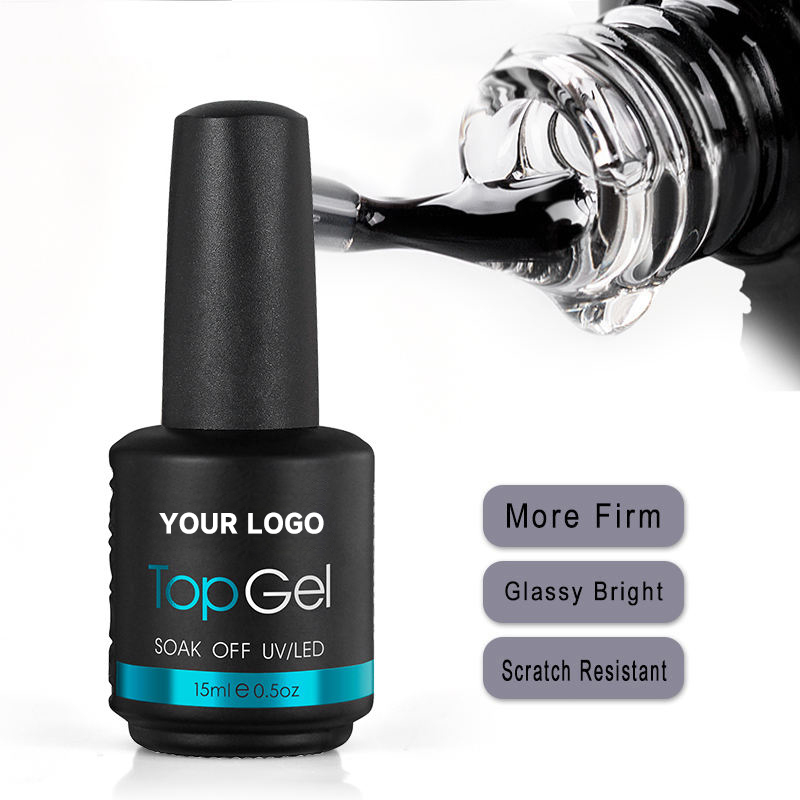 Hot Sale Long Lasting Super Shine Wholesale Nail Supplies Private Label No Wipe Gel Polish Top Coat Uv Gel