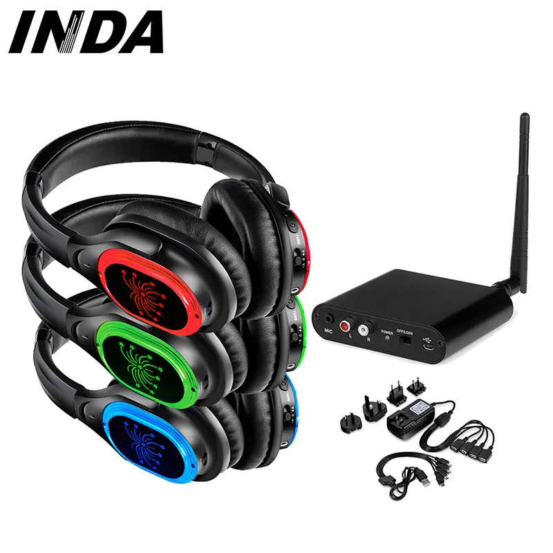 Type C Poort Draadloze Draadloze Hoofdtelefoon Silent Disco Headset Voor Party RF998B Met Heldere Led Licht