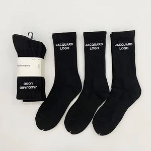 <span class=keywords><strong>3</strong></span> pares por tarjeta de tubo largo calcetines de equipo baloncesto correr personalizado Unisex negro blanco hombres toalla gruesa inferior calcetines deportivos de algodón - Product Image 1