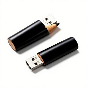 Clé USB 2.0 en bois écologique en forme de crayon détachable, haute vitesse, pour l'école, le bureau, cadeau promotionnel, logo gravé au laser personnalisé - Product Image 4
