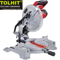 Scie à onglet électrique industrielle TOLHIT 110V 220V pour la coupe du bois et de l'aluminium, 255 mm (10 pouces), 1800 W, moteur à balais, 5000 tr/min