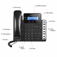 Téléphone IP d'entreprise GrandStream GXP1628, 2 lignes SIP, Gigabit, 8 touches BLF, conférence 3 voies, PoE, EHS, voix HD, OS Linux, compact pour bureau