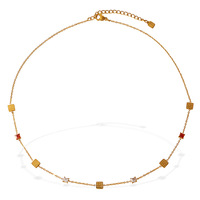 Collier ras du cou minimaliste pour femme en acier inoxydable plaqué or 18 carats avec chaîne à maillons carrés en oxyde de zirconium, résistant au ternissement, pour usage quotidien