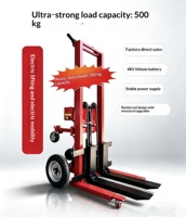 Chariot élévateur à palettes électrique tout-terrain à batterie au lithium, transpalette hydraulique portable, pneus en caoutchouc, capacité 1 000 jin