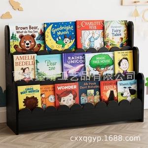 Estante de lectura de madera de 3 niveles, estantería de exhibición de libros de madera maciza para libros infantiles, diseño moderno de pie. - Product Image 2