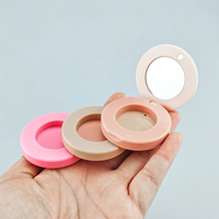 Coffret cosmétique, Palette d'ombres à paupières ronde vide, couleur unique, ovale, Transparent, paillettes bleues, fard à joues, étui en poudre ample
