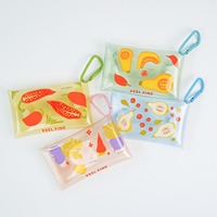 Mini pochette transparente en PVC avec bouton-pression, étui de rangement transparent pour écouteurs, porte-clés coloré, porte-monnaie, pendentif mousqueton, cadeau