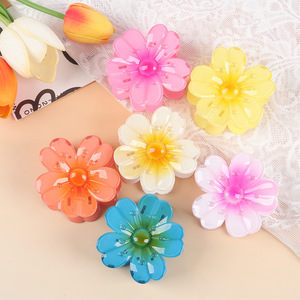Yjl Hot Selling Kleurrijke Mode Bloem 7.5Cm Plastic Klauw Clip Verse Prachtige Meisjes Clip Custom Hoge Kwaliteit Haarclip - Product Image 1