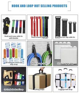 JIAEN 공장 지원 맞춤형 다채로운 나일론 친환경 후크 및 루프 케이블 타이 강력한 바인딩 테이프 - Product Image 1