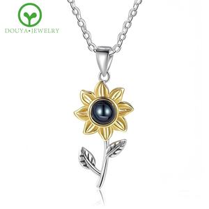 Neues Design Premium Long Zweifarbige 2 Tone Sunflowers Anhänger Foto projektion Halskette für Erinnerungen - Product Image 2