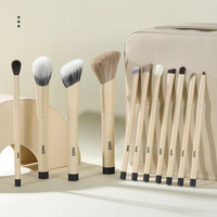 Ensemble de 11 pinceaux cosmétiques plats de luxe MSQ, pinceau éventail en poils de chèvre de haute qualité pour le visage, les yeux et le correcteur, design élégant