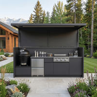 Cuisine extérieure en acier inoxydable avec barbecue, protection environnementale, portes pliantes, pod de cuisine extérieur avec grill barbecue