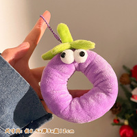 Pendentif en peluche 3D Donut Fruité de dessin animé, Porte-clés en peluche amusant avec yeux et légumes, Jouet doux et moelleux, Décoration de sac à dos, Cadeau d'anniversaire