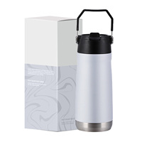 Botella de agua potable deportiva rectangular de acero inoxidable 304, DESBLOQUEO AL TIEMPO DE LOS DEDOS, estilo de diseño
