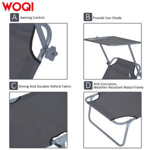 เก้าอี้พับเอนนอนกลางแจ้ง Woqi พร้อมโต๊ะ ขนาด 190x58x28 ซม. ปรับได้ ใช้สำหรับชายหาด ตั้งแคมป์ หรือใช้เป็นเตียง - Product Image 5