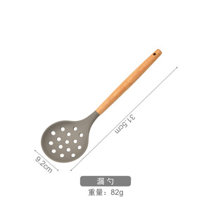 Bộ dụng cụ nhà bếp sáng tạo 10 món, cán gỗ, thìa silicon, vá, bộ dụng cụ nấu ăn - Product Image 6