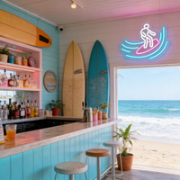 Neonawall Enseigne néon LED personnalisée sur le thème du surf pour magasin de surf, club de plage, décoration de fête, cadeau pour les passionnés de surf