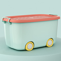Boîte de rangement pour jouets d'enfants, panier de rangement en plastique, boîte de rangement extra large pour bébé, boîte de rangement pour vêtements, boîte de rangement avec couvercle et poulie