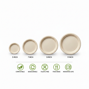 Plato Ecológico de Bagazo Biodegradable de Pulpa de Caña de Azúcar Desechable para Restaurantes, Comida para Llevar, Catering y Fiestas - Product Image 3