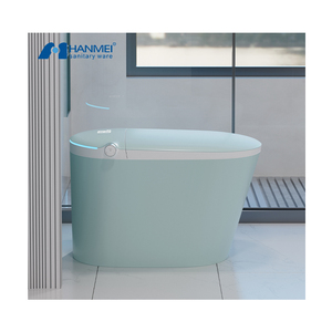 HANMEI <strong>Blue</strong> Wc Floor Mounted Intelligent Foam Siphonic Automatic Flush Ceramic Smart <strong>Toilet</strong> - Product Image 2