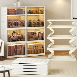 Armoire de rangement en plastique pour jouets, vêtements et livres d'enfants avec portes transparentes, pliable, usage domestique, modèle 9102 9104 - Product Image 3