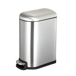 10L cocina polvo bin de acero inoxidable paso basura Pedal bin con tapa