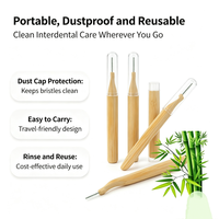 Brosse interdentaire réutilisable en bambou antibactérien, cure-dents en bois biodégradables avec poils en nylon pour l'hygiène bucco-dentaire