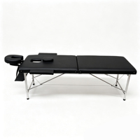 Table de massage portable professionnelle à 2 sections, pliable, avec pieds en acier inoxydable, lit de spa avec appui-tête réglable