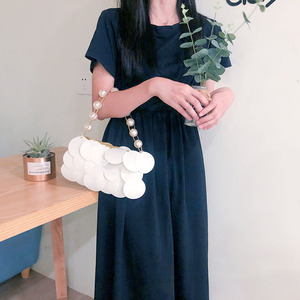 กระเป๋าถือประดับเลื่อมทรงกลมสีแพลตตินัมสำหรับสุภาพสตรีประดับด้วยลูกปัด - Product Image 3