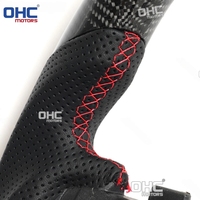 Maßgefertigtes Flaches Ober- und Unterteil Echtcarbon-Lenkrad für Dodge Charger Challenger Durango 2012-2014 mit Perforiertem Leder