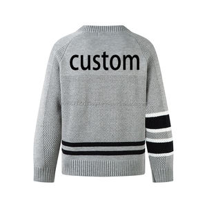 Suéter Personalizable con Número Jacquard, Cuello en V, Moda Urbana, Primavera-Otoño, Holgado, Informal, de Manga Larga, Tejido de Punto - Product Image 5