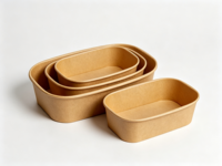 Wegwerp suikerrietpulp biologisch afbreekbare verdikte magnetronbestendige lunchboxen en schaaltjesset, 50 stuks per verpakking, hamburger- en fruitborden