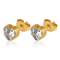 Anting-anting kancing bunga zircon berlapis emas 18K, model baru yang sedang tren, anting-anting tetesan air stainless steel, perhiasan anti kusam