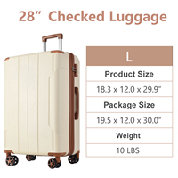 Valise rigide portable pour adulte, blanche et marron, 28 pouces, pour voyage court, avec serrure TSA, pour bagages à main ou en soute