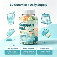 Gummies Oméga-3 DHA Marque Blanche Formule Végétarienne Sans Gluten pour le Soutien Cérébral et Oculaire 60 Unités Complément Alimentaire pour Enfants en Forme d'Ours