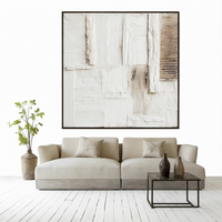 Peinture à l'huile abstraite texturée faite à la main, encadrée en aluminium, toile rectangulaire verticale, Art déco moderne, décoration de salon