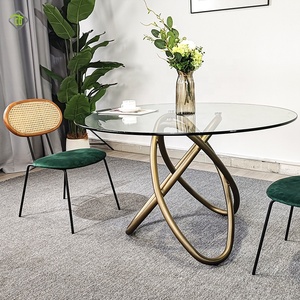 Meilleure vente prix promotionnel élégante <span class=keywords><strong>table</strong></span> <span class=keywords><strong>à</strong></span> <span class=keywords><strong>manger</strong></span> <span class=keywords><strong>ronde</strong></span> <span class=keywords><strong>en</strong></span> forme de <span class=keywords><strong>verre</strong></span> transparent avec fond personnalisé avec base <span class=keywords><strong>en</strong></span> plaque d'acier - Product Image 3