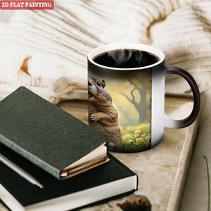 Mug de pique-nique pour l'extérieur, noir givré, 11 oz, en céramique, tasse magique sensible à la chaleur - Product Image 3