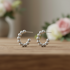 Amy Amy C <b>Earrings</b> <b>Silver</b> Plated Ball Shape Women's Fashion <b>Cuff</b> <b>Earrings</b> Party Jewelry Classic Style PE2677 - Product Image 2