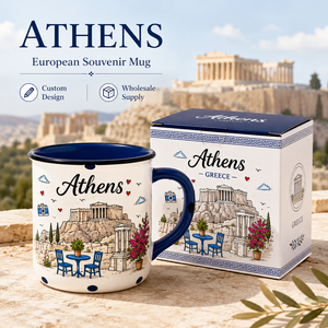 Tasse à café en céramique souvenir <span class=keywords><strong>de</strong></span> l'Acropole d'Athènes, Grèce, avec motif <span class=keywords><strong>de</strong></span> <span class=keywords><strong>temple</strong></span> et impression <span class=keywords><strong>de</strong></span> dessin animé mignon, en grès, personnalisable OEM ODM, vente en gros - Product Image 1