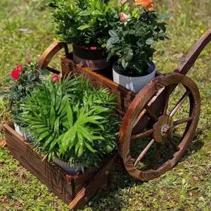 Boîte à fleurs et étagère créatives en bois brûlé pour l'extérieur - Product Image 2