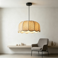 Lustre suspendu moderne en fer et tissu, abat-jour festonné vintage, pour salon, chambre, îlot de cuisine